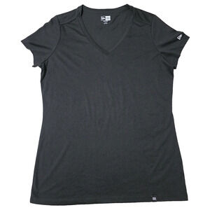 New Era Women's V-Neck T-Shirt Black Size L Cotton Blend Short Sleeve Tee Casual